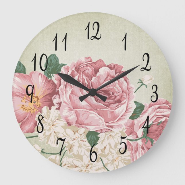 Grande Horloge Ronde Romantic Pink and White Roses (Recto)