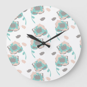 Grande Horloge Ronde Romantique Rose Pastel Floral Botanique