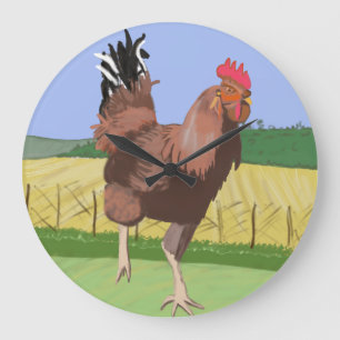 Grande Horloge Ronde Rooster à la campagne