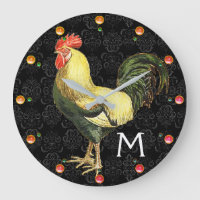 ROOSTER Black White Damask