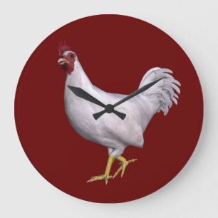 Grande Horloge Ronde Rooster blanc