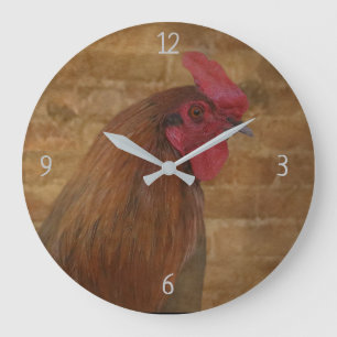 Grande Horloge Ronde Rooster Country Farm Cuisine