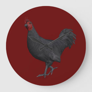 Grande Horloge Ronde Rooster noir