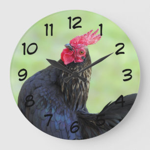 Grande Horloge Ronde Rooster noir