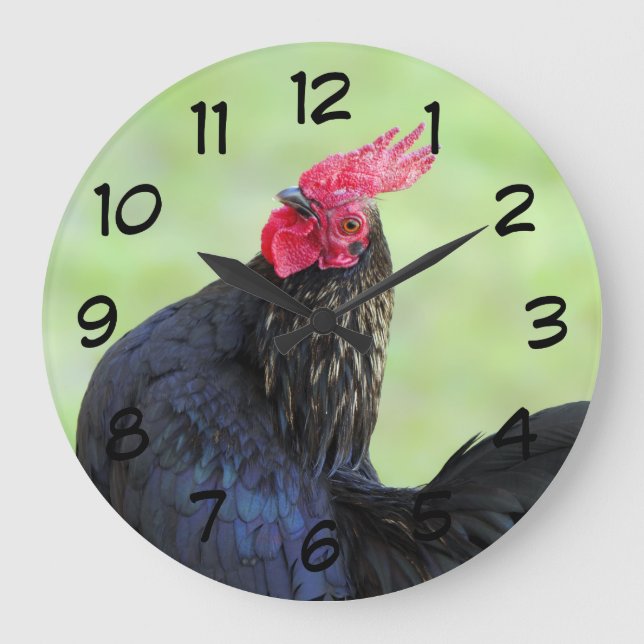 Grande Horloge Ronde Rooster noir (Recto)