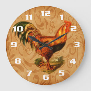 Grande Horloge Ronde Rooster Ornate Kitchen