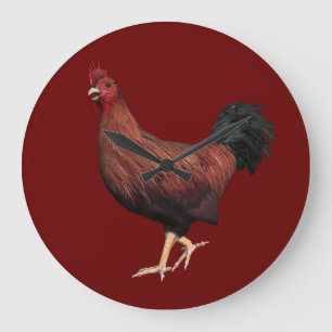 Grande Horloge Ronde Rooster rouge