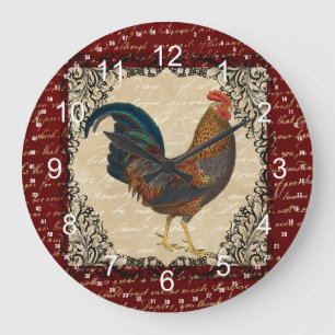 Grande Horloge Ronde Rooster rouge