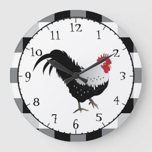 Grande Horloge Ronde Rooster with Black White Check