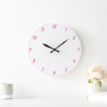 Grande Horloge Ronde Rose Blanc Classy Élégant Couleur Personnalisée Cu<br><div class="desc">Imprimé en blanc et rose classe couleur arrière - plan! Vous pouvez customiser comme vous le souhaitez !</div>