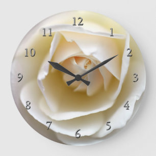 Grande Horloge Ronde Rose blanche