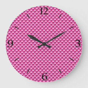 Grande Horloge Ronde Rose chaud, aspect émail, grille cloutée