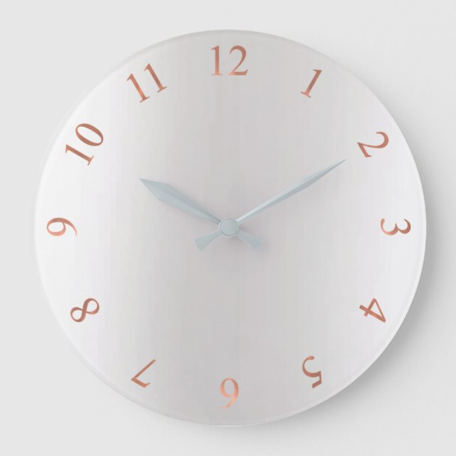 Grande Horloge Ronde Rose de cuivre Parties scintillant or gris argent  (Recto)