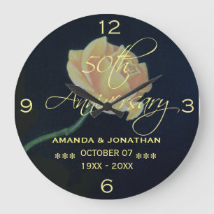 Grande Horloge Ronde Rose du 50e Anniversaire de Mariage de Mariage