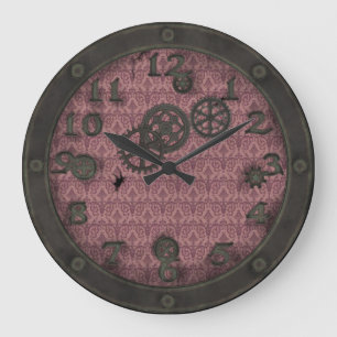 Grande Horloge Ronde Rose en bronze lourd de hublot de Steampunk