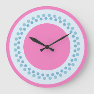 Grande Horloge Ronde Rose et bleu