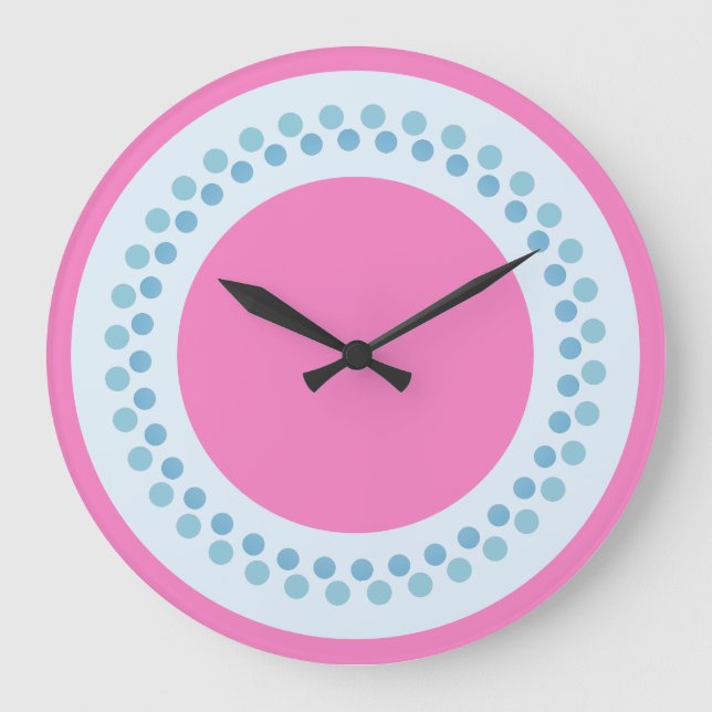 Grande Horloge Ronde Rose et bleu (Recto)