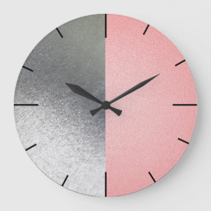 Grande Horloge Ronde Rose et gris simple moderne