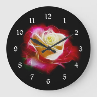 Grande Horloge Ronde Rose fractalius rouge et crème