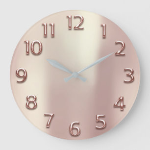 Grande Horloge Ronde Rose Gold Arabe Nombre Métallurgique Blush Pearly