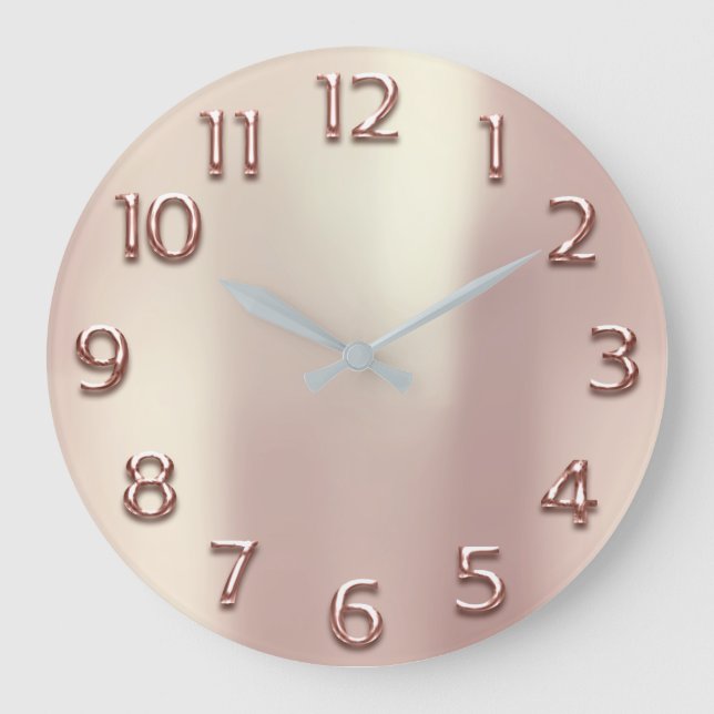 Grande Horloge Ronde Rose Gold Arabe Nombre Métallurgique Blush Pearly (Recto)