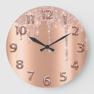 Grande Horloge Ronde Rose Gold Arabe Numéro de Parties scintillant Déch