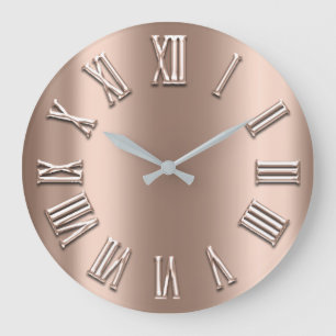 Grande Horloge Ronde Rose Gold Blush Metal Skinny Silver chiffres romai