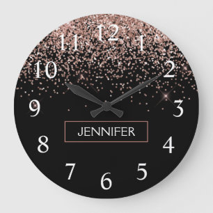 Grande Horloge Ronde Rose Gold Blush Parties scintillant rose Monogramm