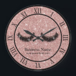 Grande Horloge Ronde Rose Gold Glitter Lashes Makeup<br><div class="desc">Lashes Makeup Artist Rose Gold Glitter Beauty Salon Clocks.</div>