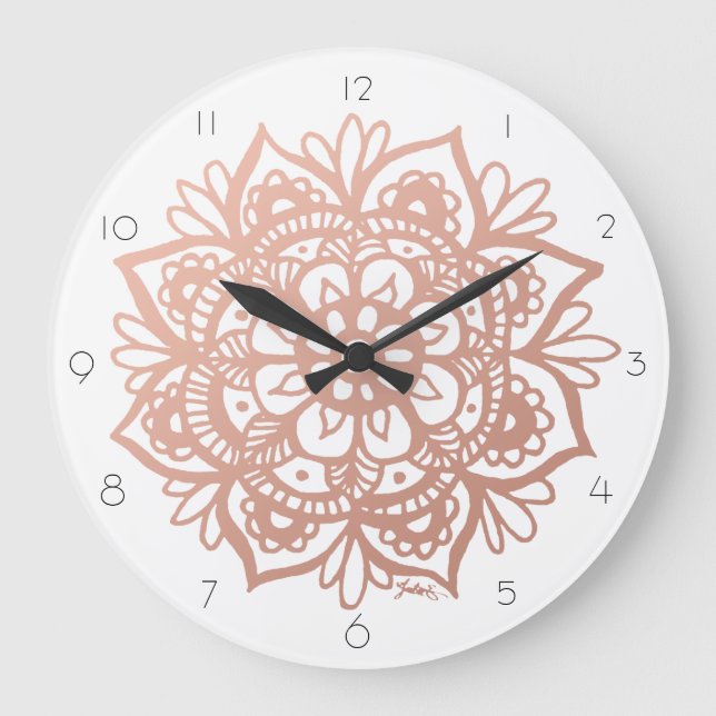Grande Horloge Ronde Rose Gold Mandala Wall Clock (Recto)