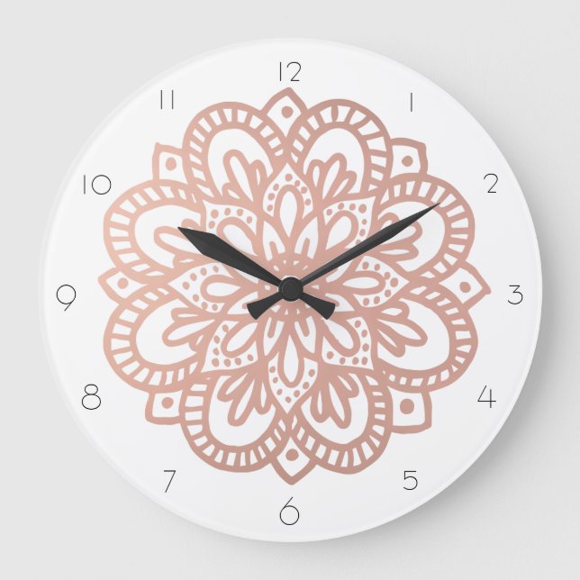 Grande Horloge Ronde Rose Gold Mandala Wall Clock (Recto)