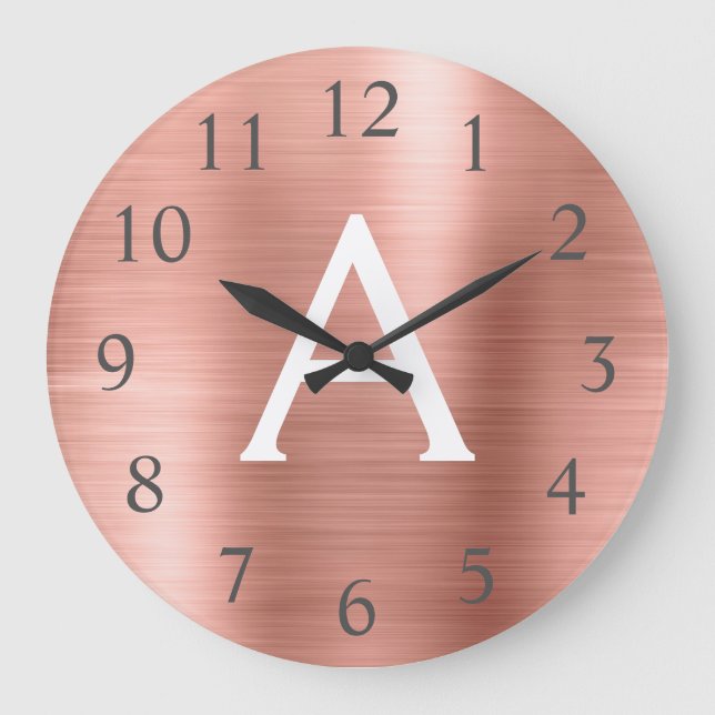 Grande Horloge Ronde Rose Gold Metallic Monogram Nom & Initiation (Recto)