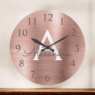 Grande Horloge Ronde Rose Gold Metallic Monogram Nom & Initiation