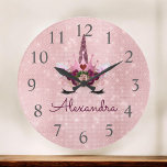 Grande Horloge Ronde Rose Gold Sparkle Parties scintillant Unicorn Mono<br><div class="desc">Rose Gold Princess Unicorn Étincelle Parties scintillant Monogramme Ajoutez Votre Propre Nom Serving Wall Horloge. L'horloge murale est le cadeau parfait pour quelqu'un qui aime la parties scintillant rose étincelante.</div>