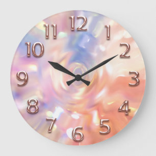 Grande Horloge Ronde Rose Holographe Arabe Numbers Glitter Rose