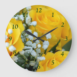 Grande Horloge Ronde Rose jaune #4 Clock- personalize as desired