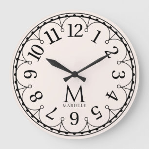 Grande Horloge Ronde Rose Monogrammé Vintage