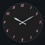 Grande Horloge Ronde Rose Noir Classy Élégant Couleur Personnalisée Cut<br><div class="desc">Imprimé en noir et rose classe arrière - plan couleur personnalisée! Vous pouvez customiser comme vous le souhaitez !</div>
