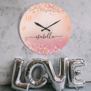 Grande Horloge Ronde Rose or blush rose parties scintillant nom de pous