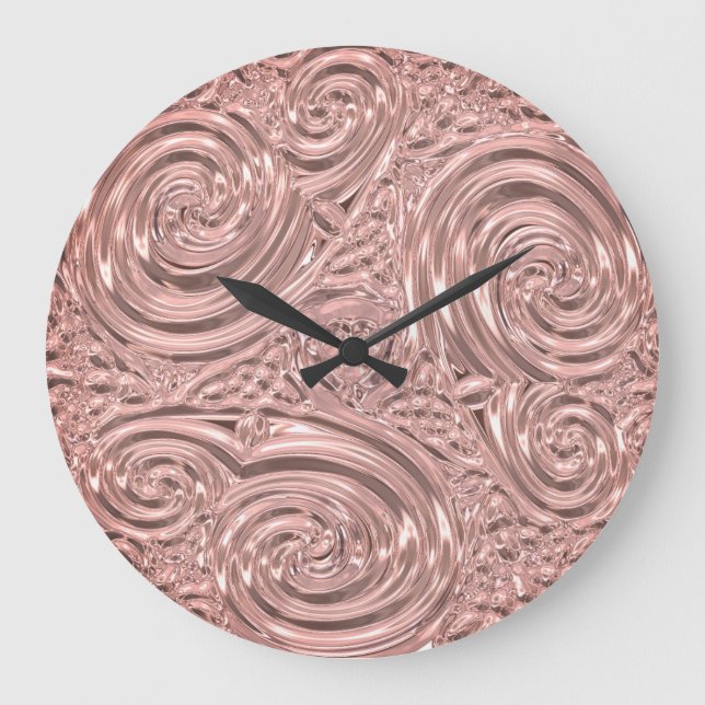 Grande Horloge Ronde Rose or rose élégant victorien art nouveau (Recto)
