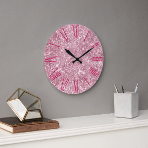 Grande Horloge Ronde Rose Pailleté Glamour