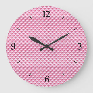 Grande Horloge Ronde Rose pétale, aspect émail, grille cloutée