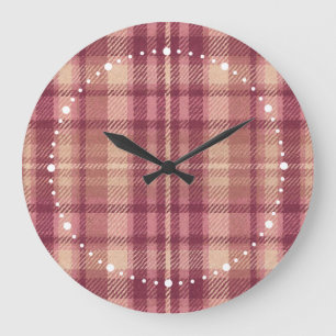Grande Horloge Ronde Rose Poussiéreux Chauds Roses Atténués Carreaux