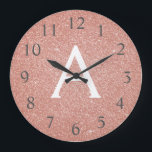 Grande Horloge Ronde Rose Rose Gold Sparkhe Parties scintillant Nom du<br><div class="desc">Pink - Rose Gold Sparkle Parties scintillant Nom du monogramme et horloge murale de service initial. L'horloge murale est le cadeau parfait pour quelqu'un qui aime la parties scintillant rose étincelante.</div>