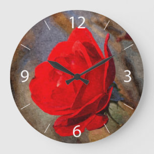 Grande Horloge Ronde Rose rouge