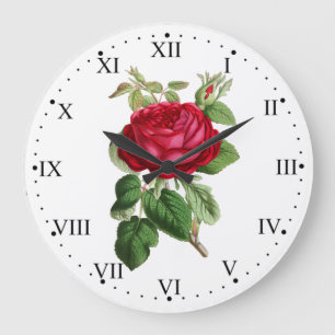 Grande Horloge Ronde Rose rouge