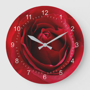 Grande Horloge Ronde rose rouge profonde