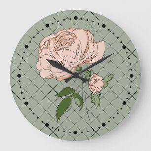 Grande Horloge Ronde Rose Shabby