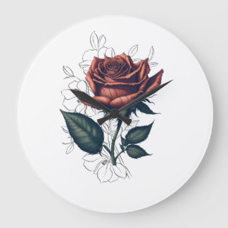 Grande Horloge Ronde Rose Vintage Élégant – Design de T-Shirt d'Art Flo