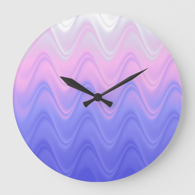 Grande Horloge Ronde Rose Violet Abstrait Ondulé (Recto)